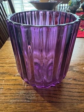 Vintage Telaflora Purple Ribbed Glass Vase - Home Accents